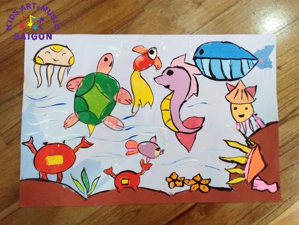 Một số bài  của lớp học vẽ cơ bản cho trẻ em Quận Tân Phú của Kids Art & Music Saigon ảnh 2