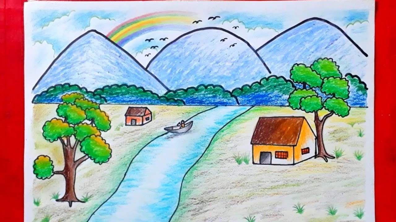 Bé tập tô màu tranh phong cảnh quê hương - Kids Art&Music Saigon